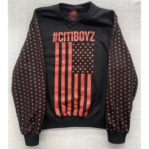 CB City Boyz Sweater Mens 3XL Stars And Strips Flaggin Graphic Print Long Sleeve